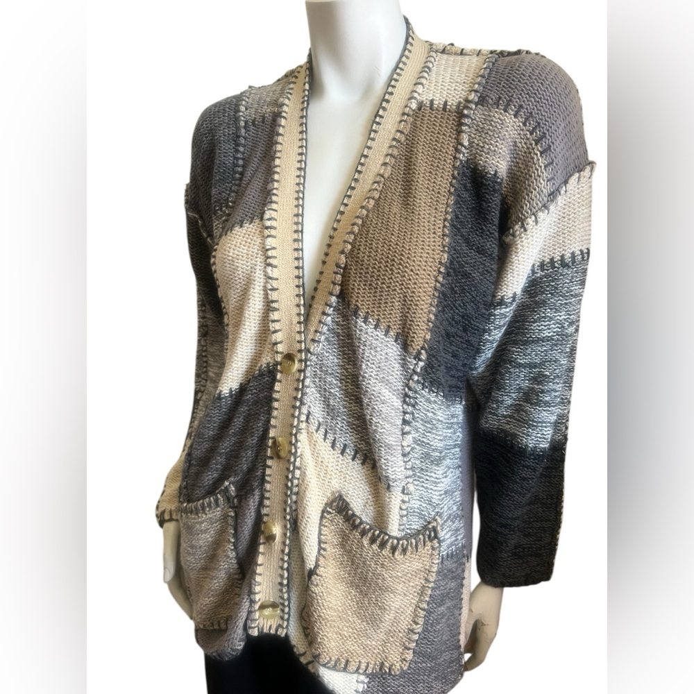 Womens Vintage D.B.L patchwork boho cardigan size M